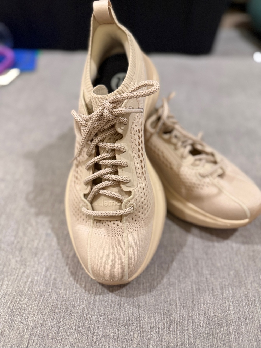 Lululemon Women’s Lightweight Knit Lace-Up Sneakers in Beige